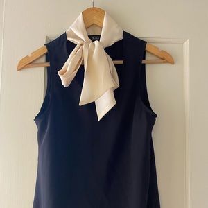 BCBG bow tie/multi way wrap sleeveless black top S